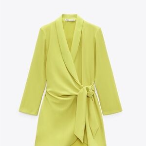 Zara Chartreuse Wrap Dress